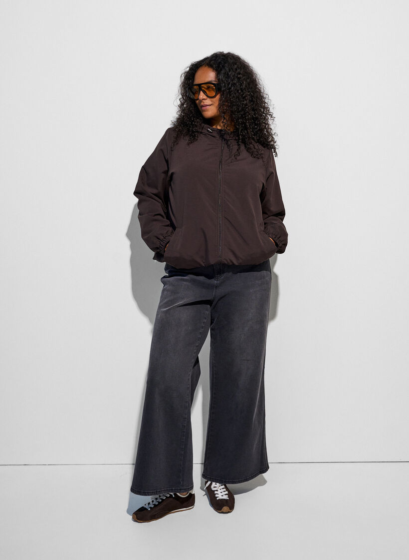 Leichte Jacke mit Kapuze und Rei&szlig;verschluss, Braun, Model image number 1