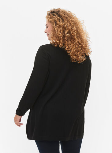 Gestrickte Bluse aus Baumwoll-Viskose-Mischung, Black, Model image number 1