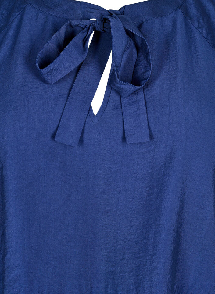 Bluse mit Schleife und langen Ärmeln, Blau, Packshot image number 2