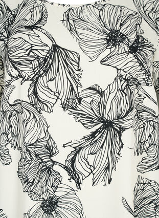 Kleid mit Aufdruck und kurzen Ärmeln, White Line Flower, Packshot image number 2