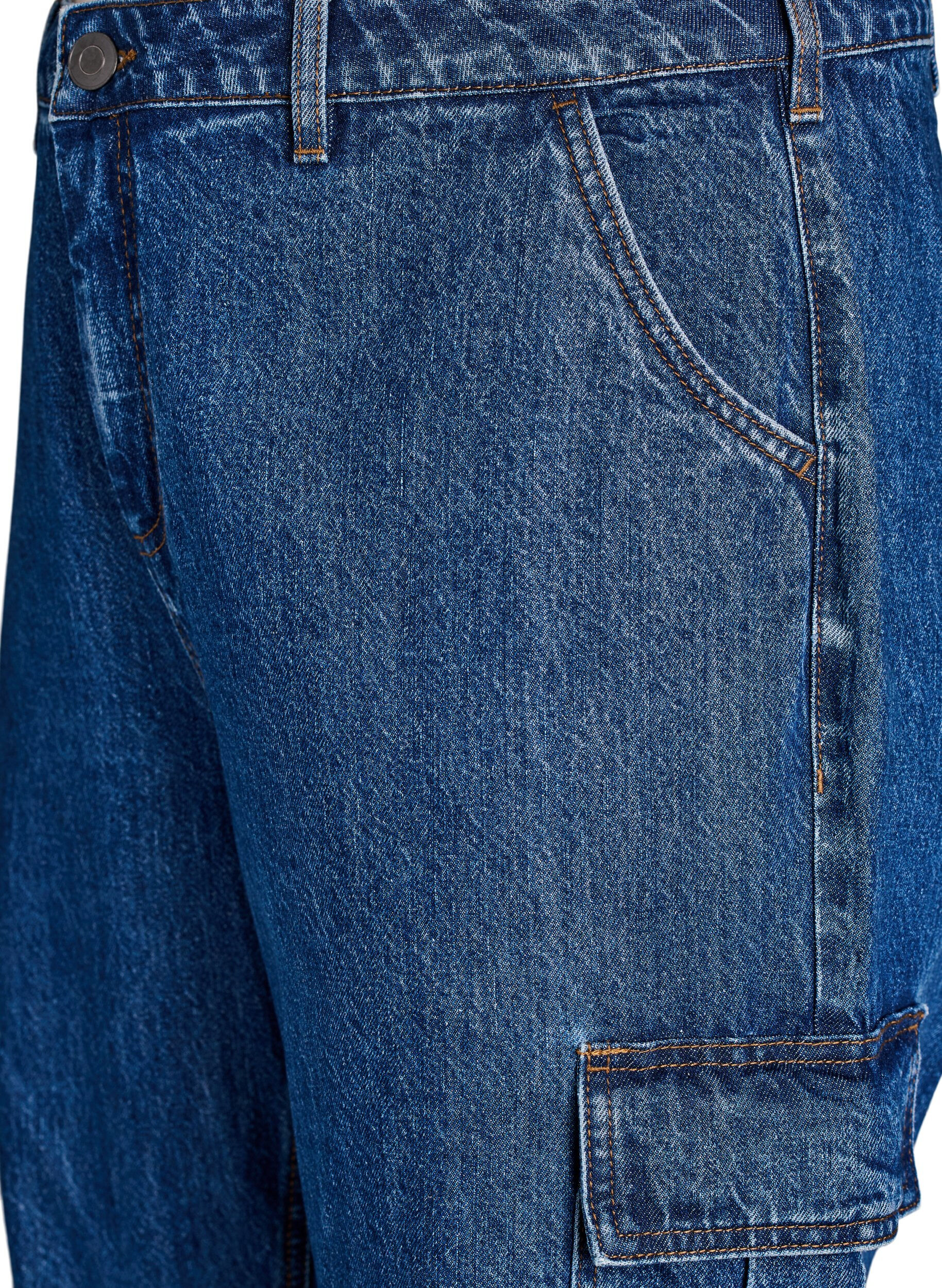 Zizzi Cargojeans mit hoher Taille., Blau, Packshot image number 2