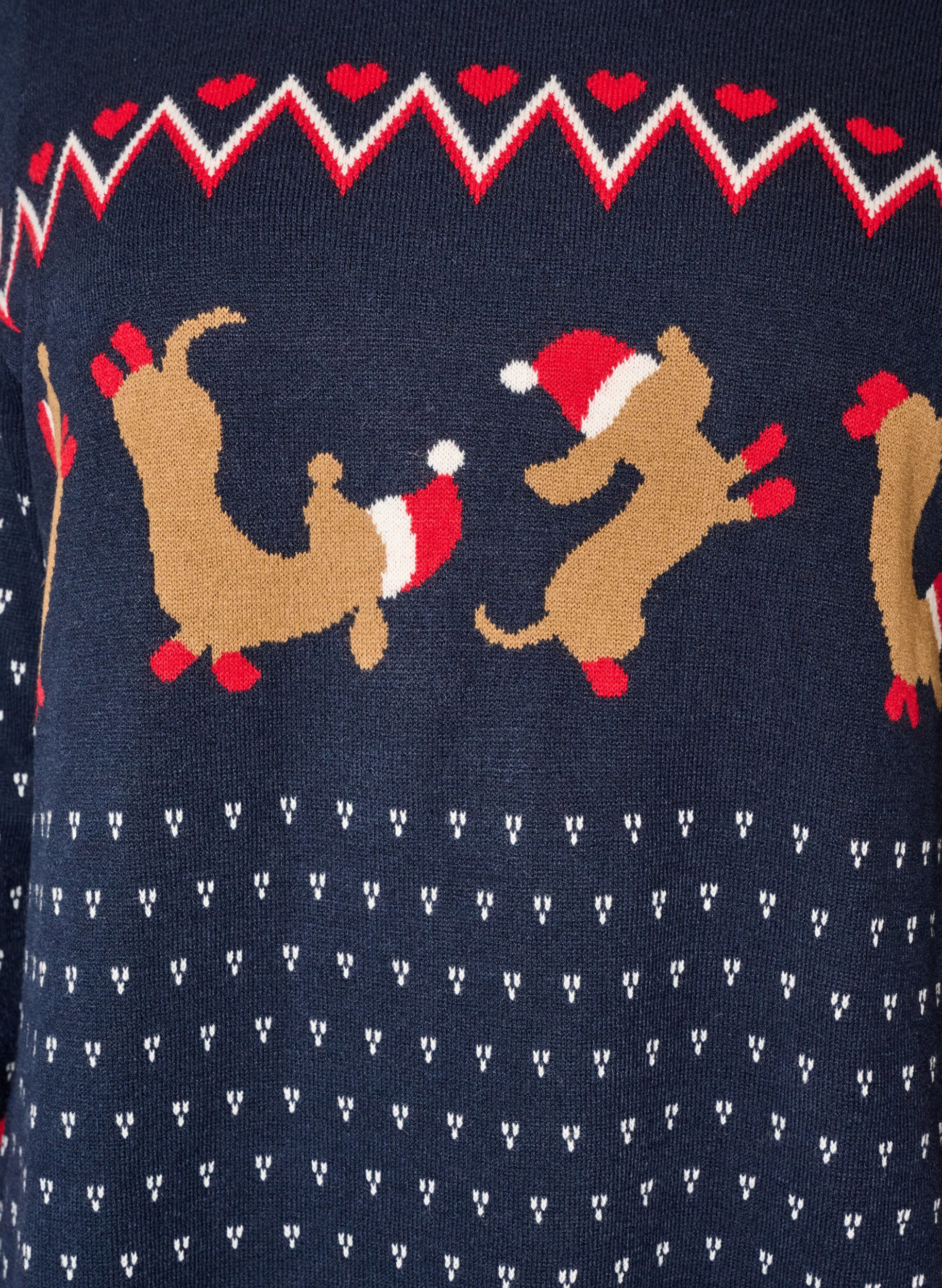 ZizziKurzes Strickkleid mit Weihnachtsmotiv, Blau, Packshot image number 2