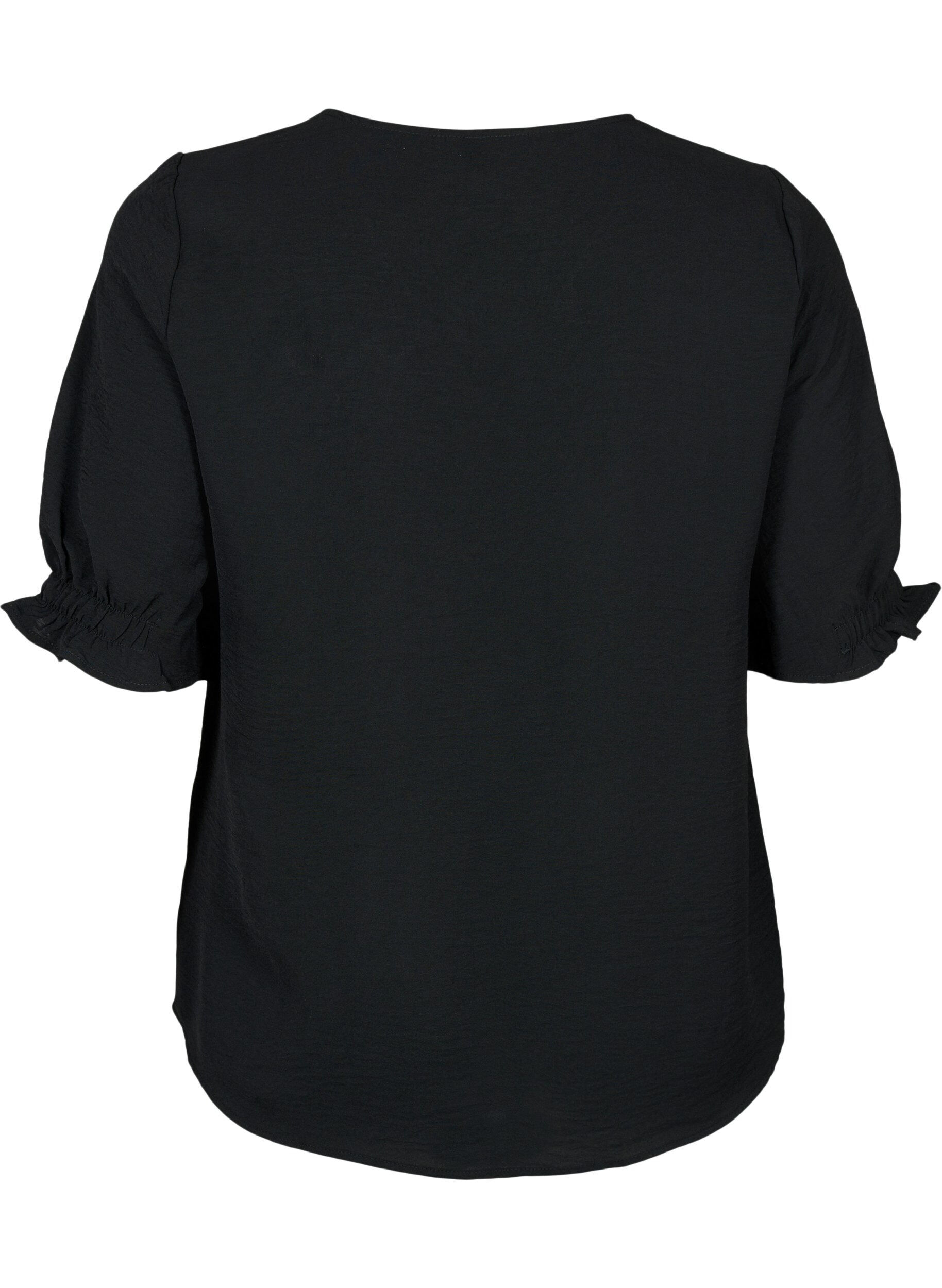 Zizzi Bluse mit V-Ausschnitt, Black, Packshot image number 1