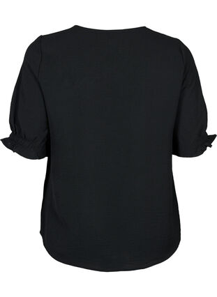 Bluse mit V-Ausschnitt, Black, Packshot image number 1