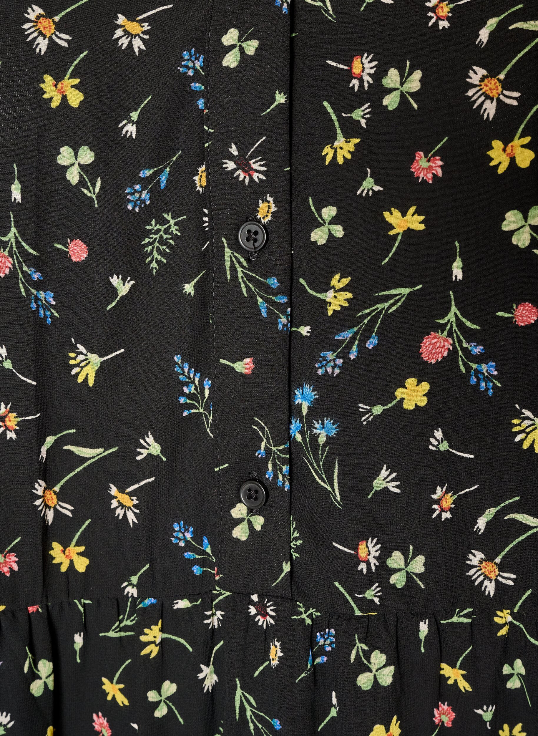 ZizziKleid mit Allover-Muster und einer Volantlage, Schwarz, Packshot image number 2