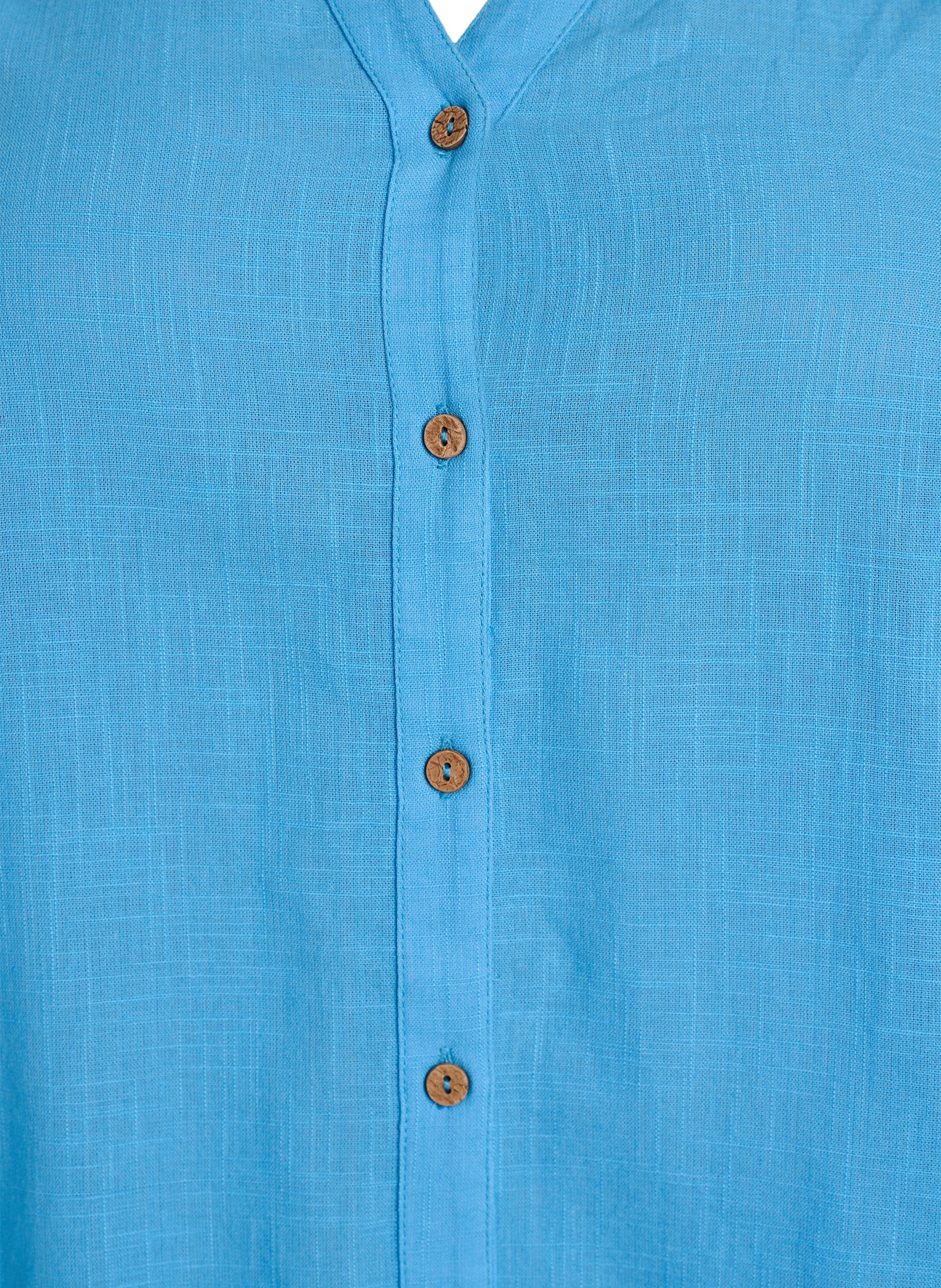 ZizziHemdbluse aus Baumwolle mit V-Ausschnitt, Blau, Packshot image number 2