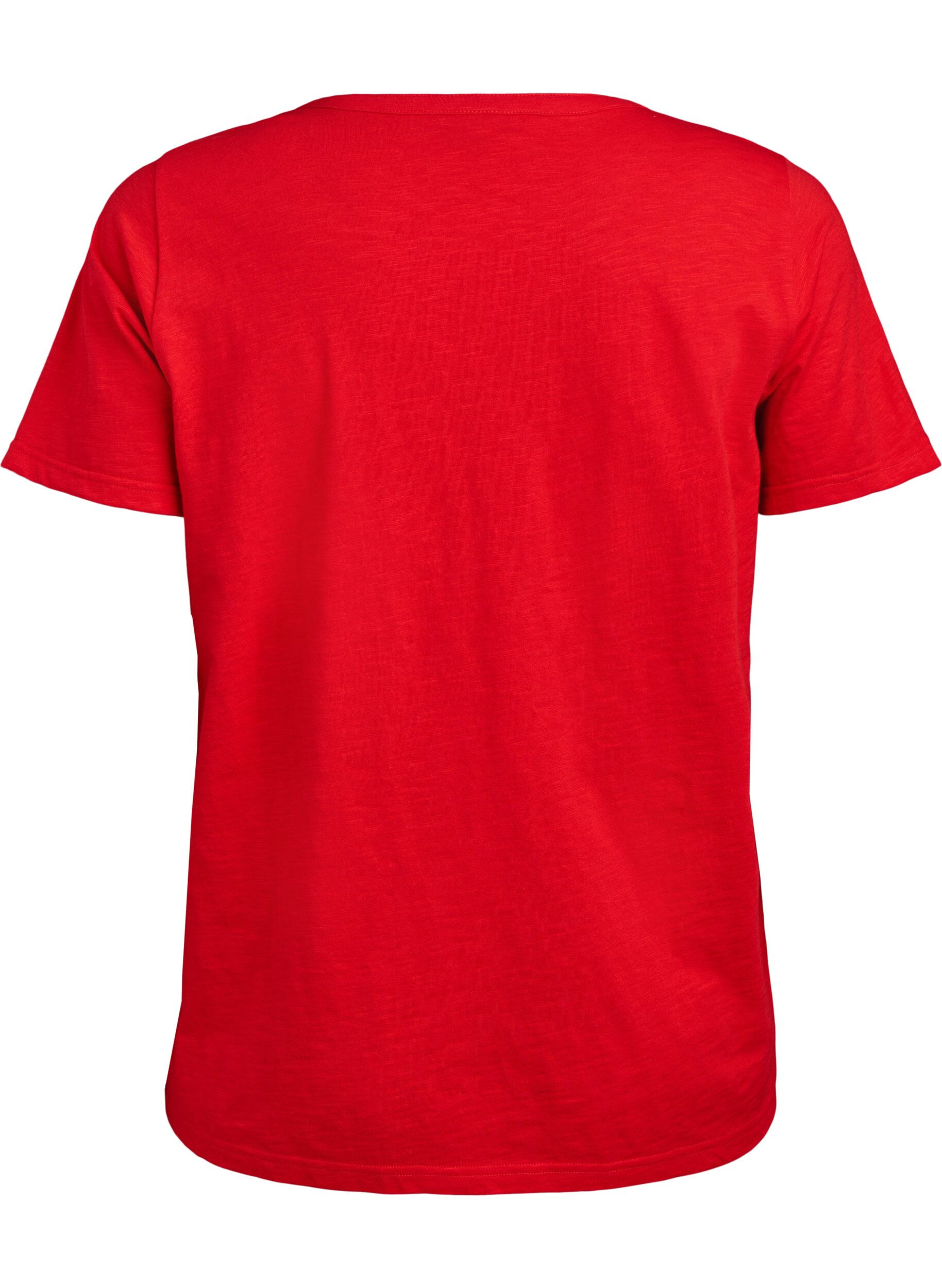 Zizzi T-Shirt mit Knopfleiste, Rot, Packshot image number 1