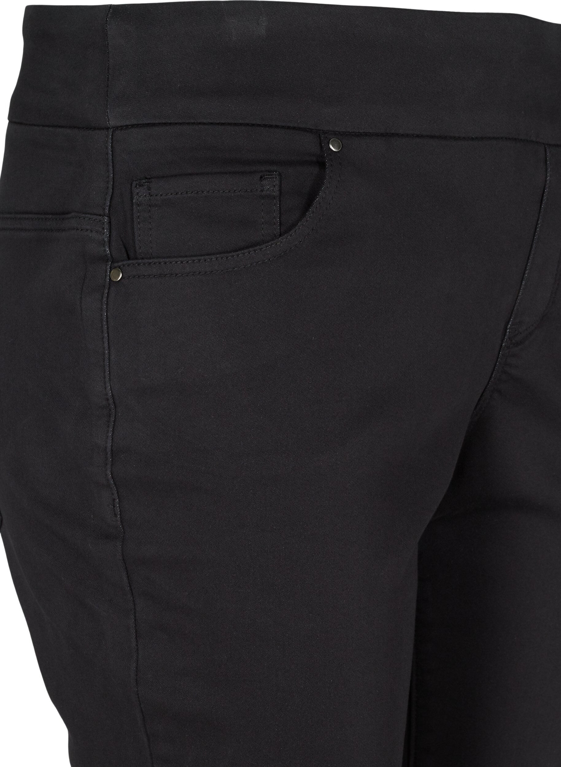 Zizzi Eng anliegende Caprihose aus einer Baumwollmischung, Black, Packshot image number 2