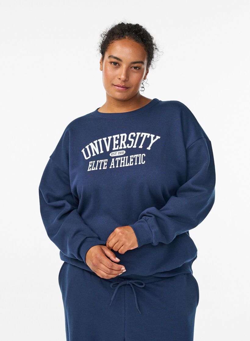 Sweatshirt mit Textaufdruck, Blau, Model image number 0