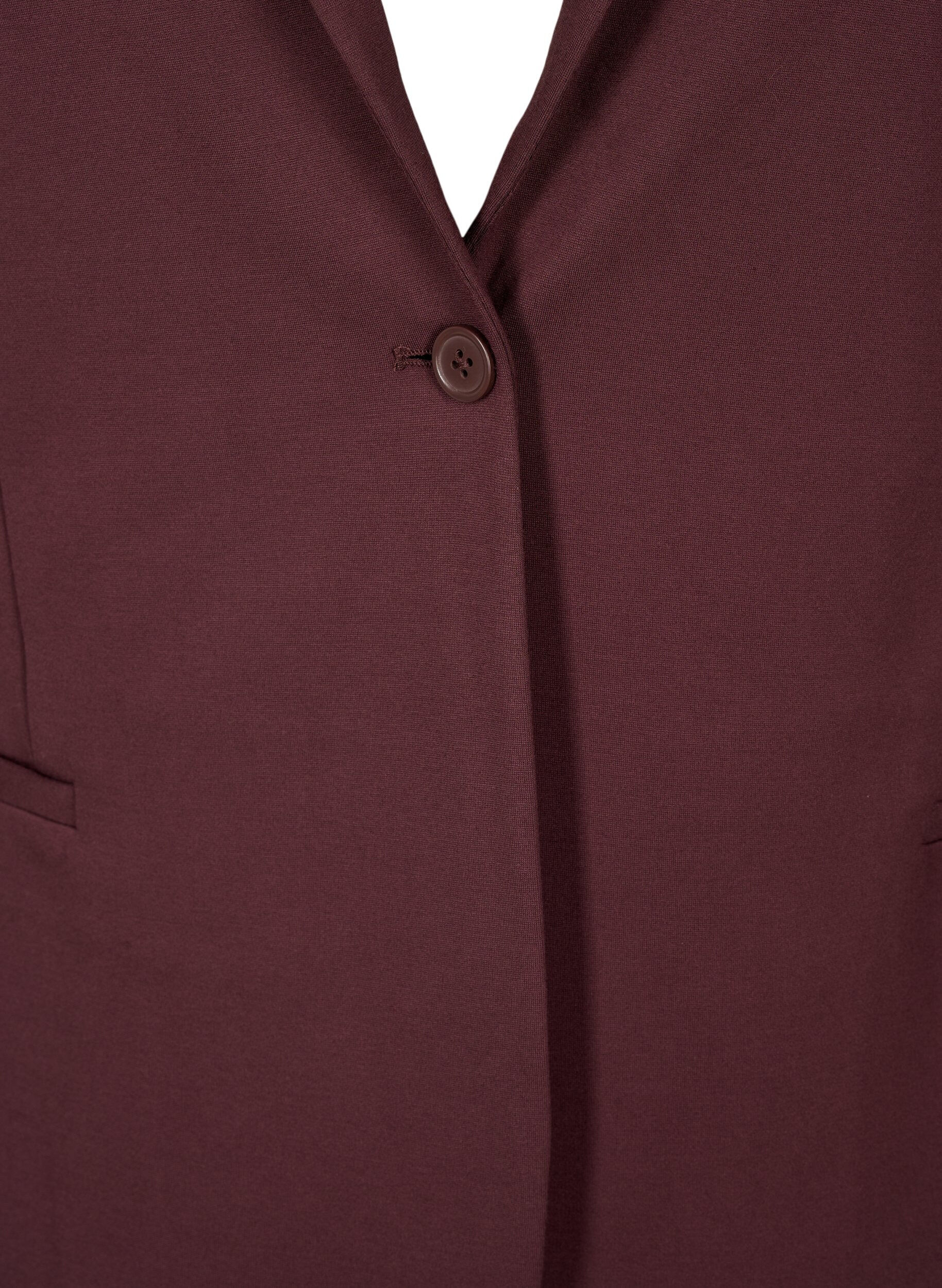 Zizzi Schlichter Blazer mit Knopfverschluss, Dunkles Bordeaux, Packshot image number 2