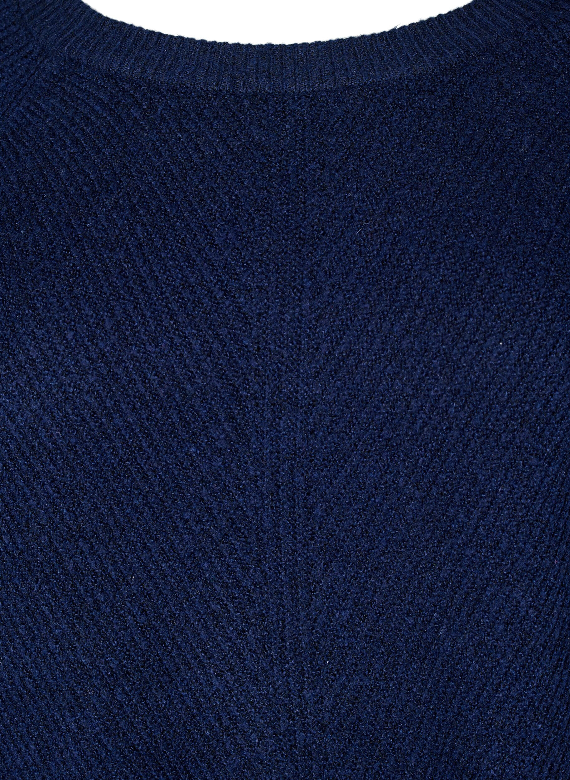 Zizzi Strickbluse mit Rundhalsausschnitt, Naval Academy Mel., Packshot image number 2