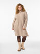 Kurzes Strickkleid mit Rollkragen und Rippstruktur, Beige, Model image number 1