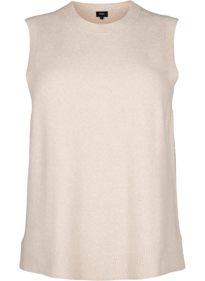  Strickweste mit Rippbündchen, Pumice Stone Mel., Packshot image number 0
