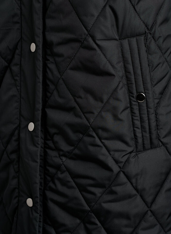Lange Steppweste mit Druckkn&ouml;pfen, Schwarz, Packshot image number 3