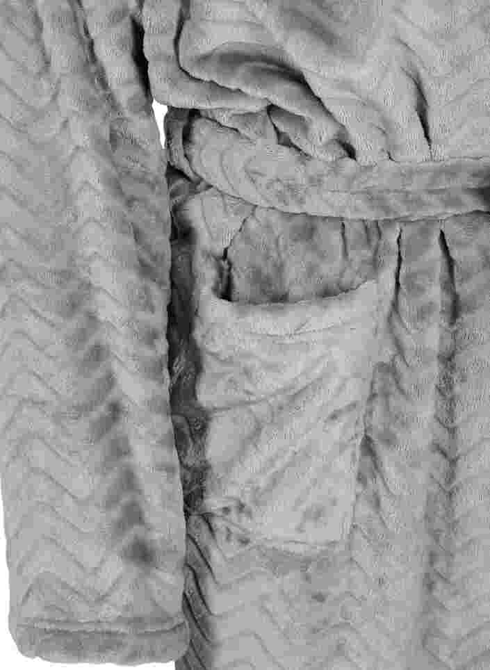 Kurzer, gemusterter Morgenmantel mit Taschen, Dark Grey, Packshot image number 3