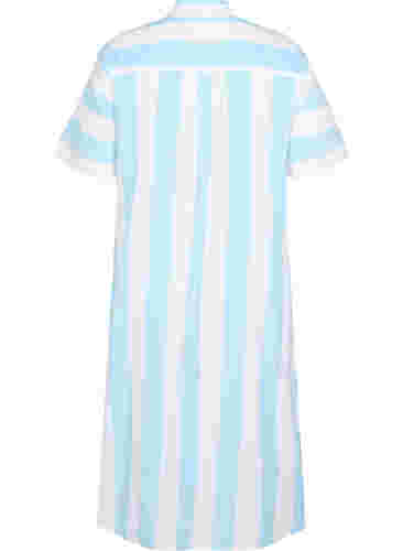 Kurzärmeliges Hemdkleid aus Baumwolle mit Streifen, Blue Bell Stripe, Packshot image number 1