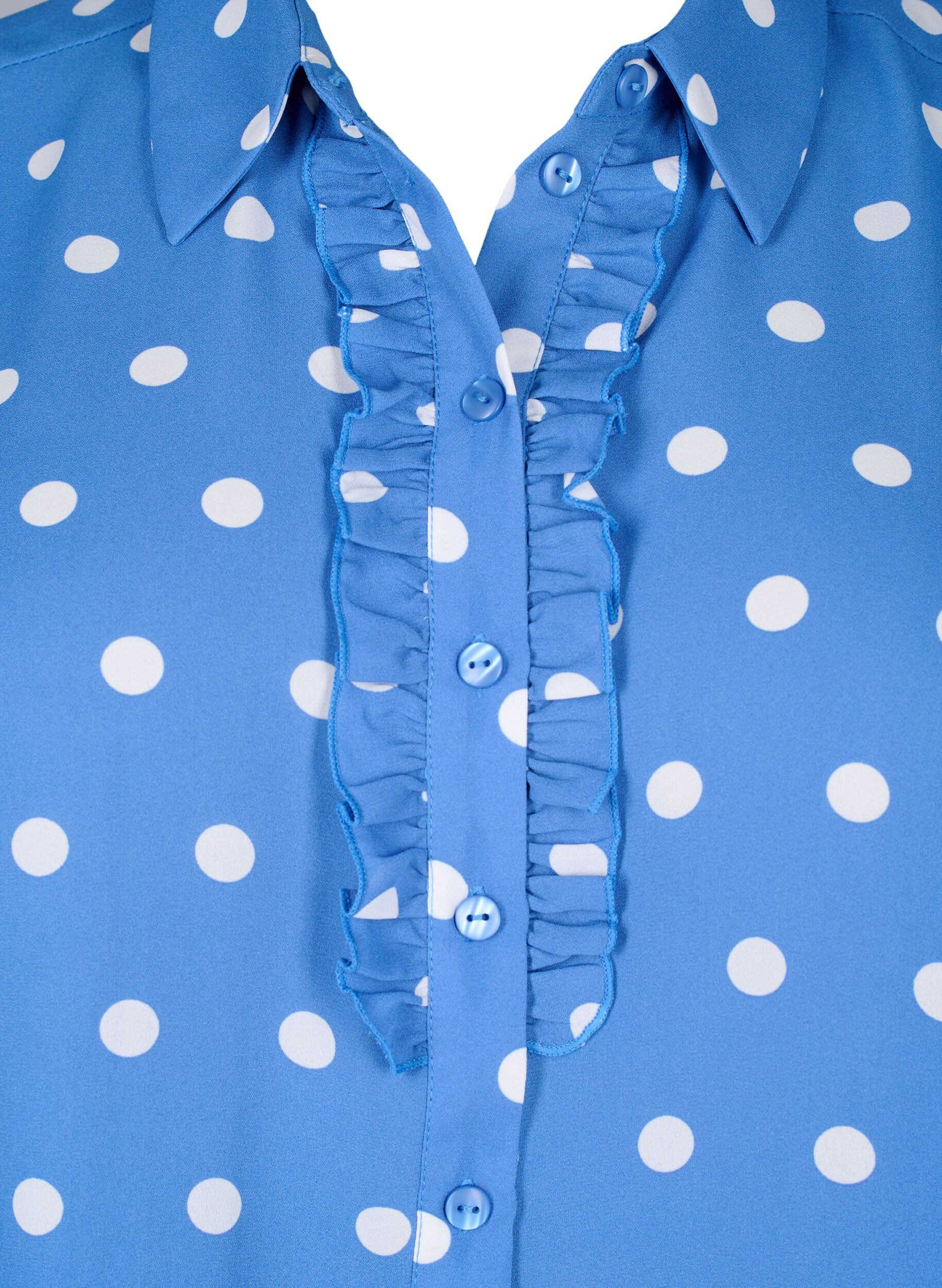 Zizzi Gepunktetes Hemd mit R&uuml;schen, River S. White Dot, Packshot image number 2