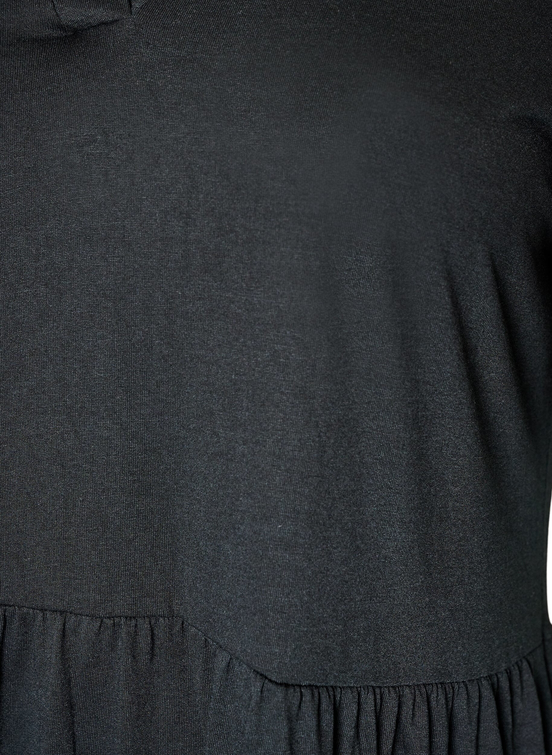 ZizziJerseykleid mit Spitzendetails und mehrlagigem Rock, Schwarz, Packshot image number 2