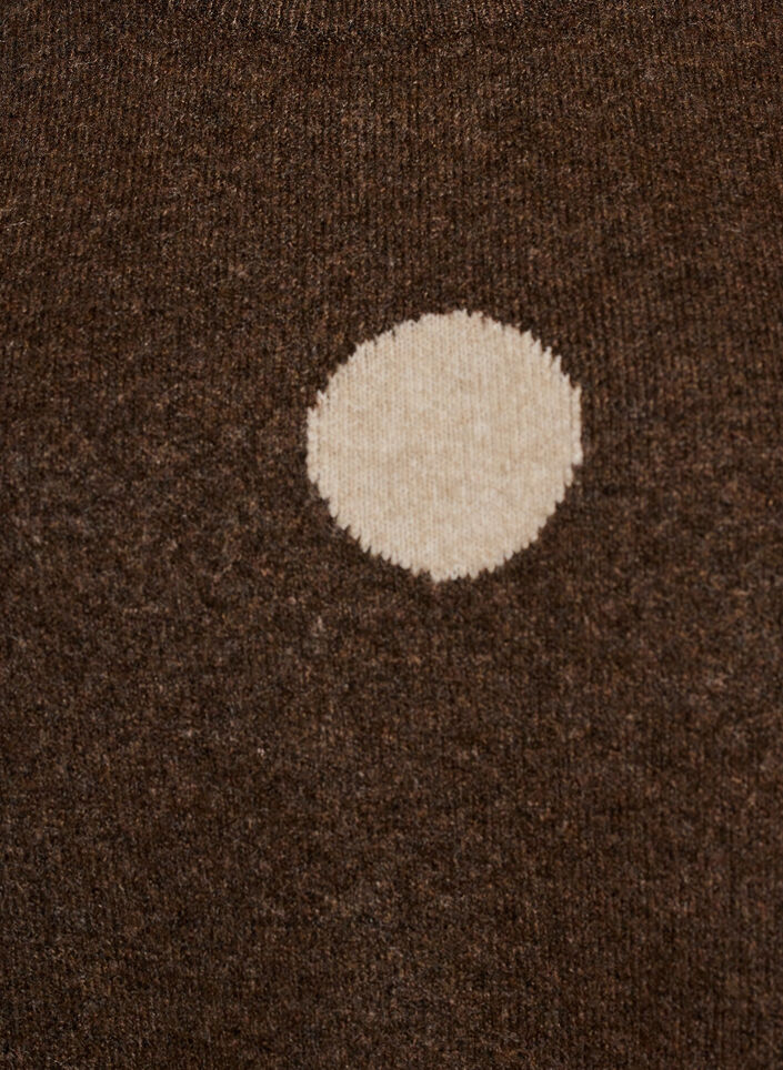 Strickbluse mit gepunktetem Muster, Braun, Packshot image number 2