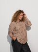Gestreifte Bluse mit bestickten Blumen, Braun, Model image number 0