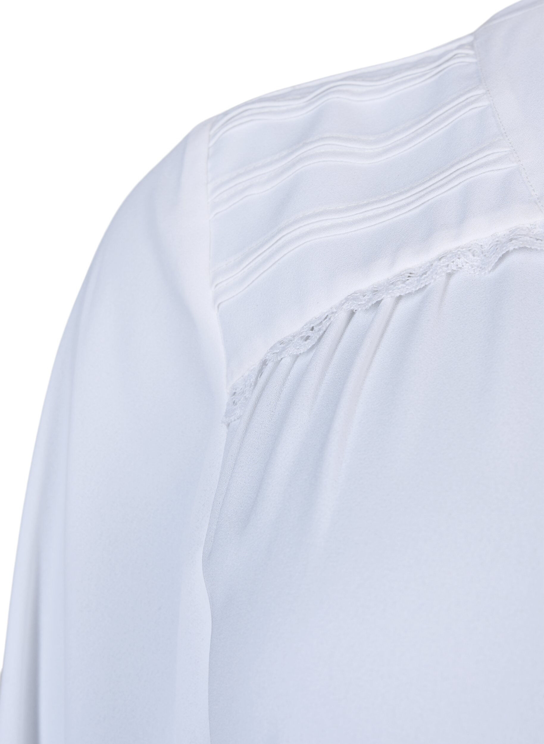 Zizzi Bluse mit langen &Auml;rmeln und Knopfverschluss, Bright White, Packshot image number 3