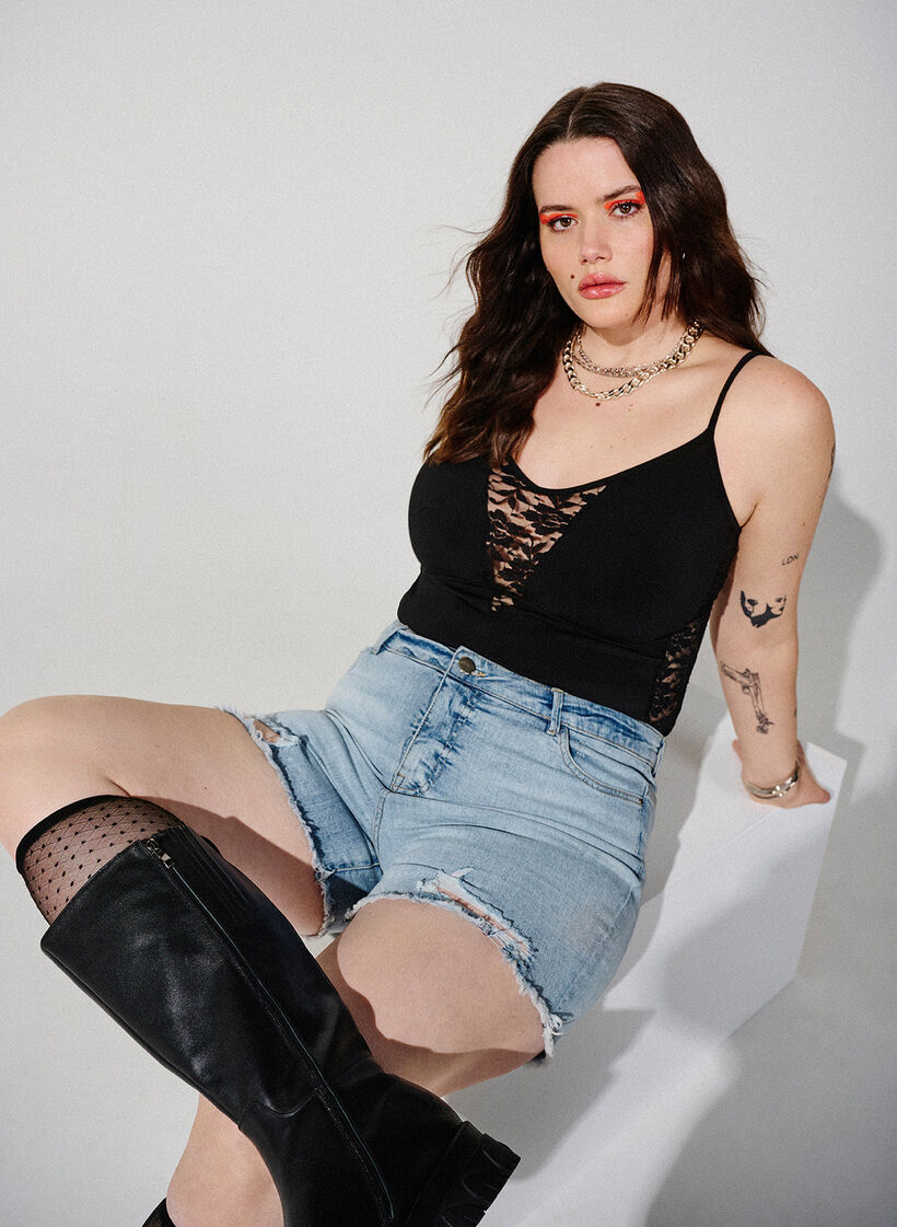 Denim-Shorts mit Distressed-Effekt, Light Blue Denim, Image image number 0