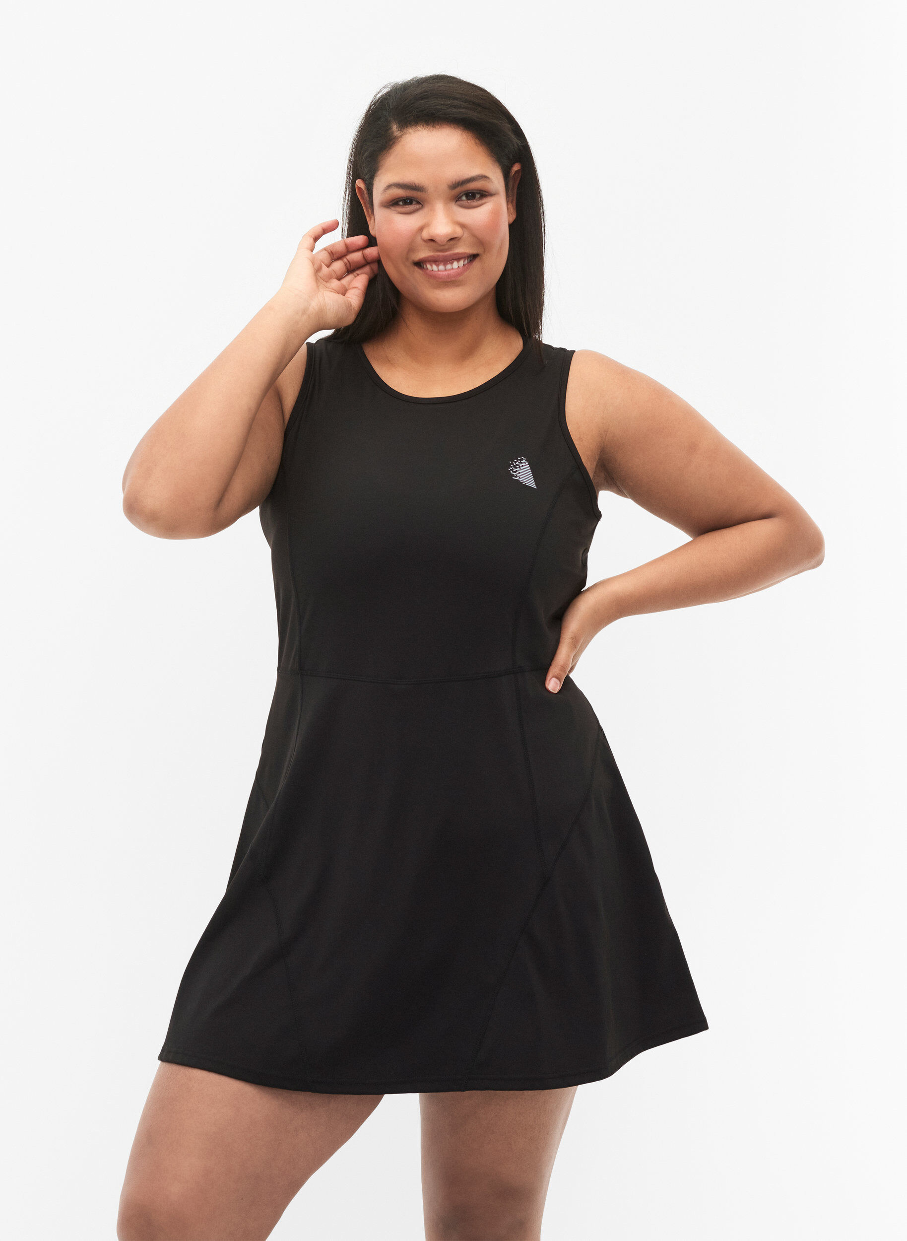 Zizzi Padel Kleid mit Innenshorts, Black, Model image number 0