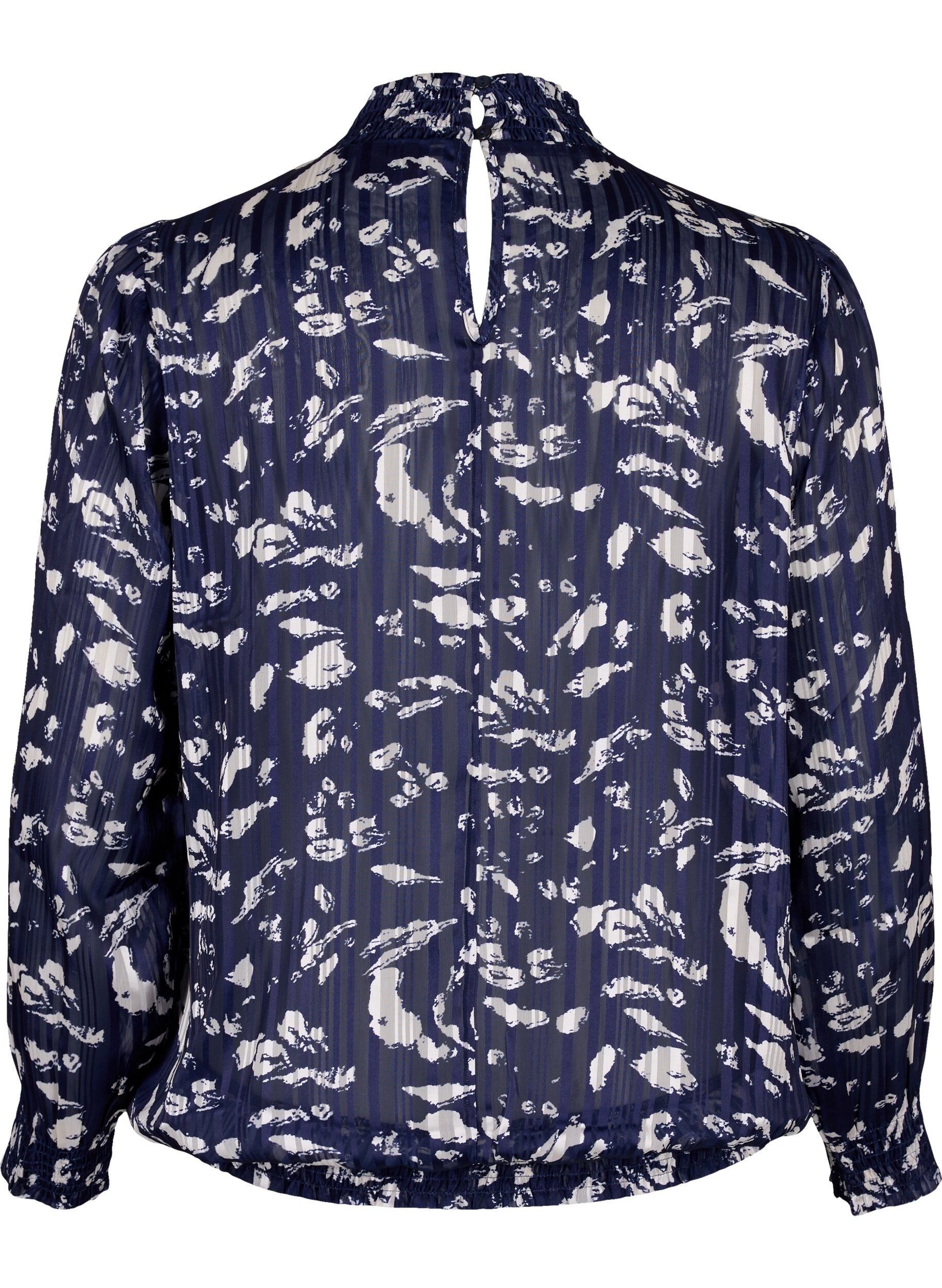 Zizzi Gedruckte Bluse mit Sch&uuml;rze, Blue Leaf AOP, Packshot image number 1