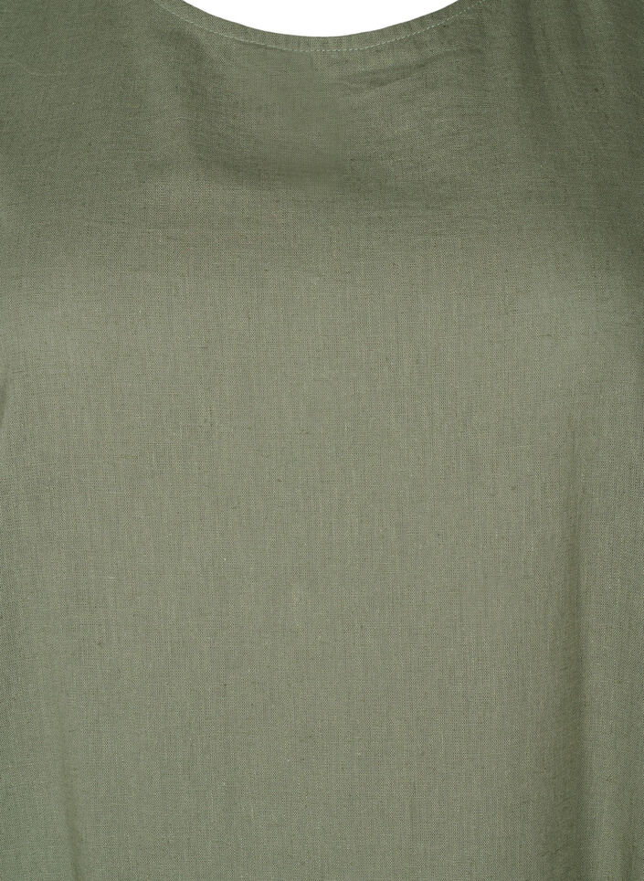 Ärmelloses Kleid aus Baumwollmischung mit Leinen, Deep Lichen Green, Packshot image number 2