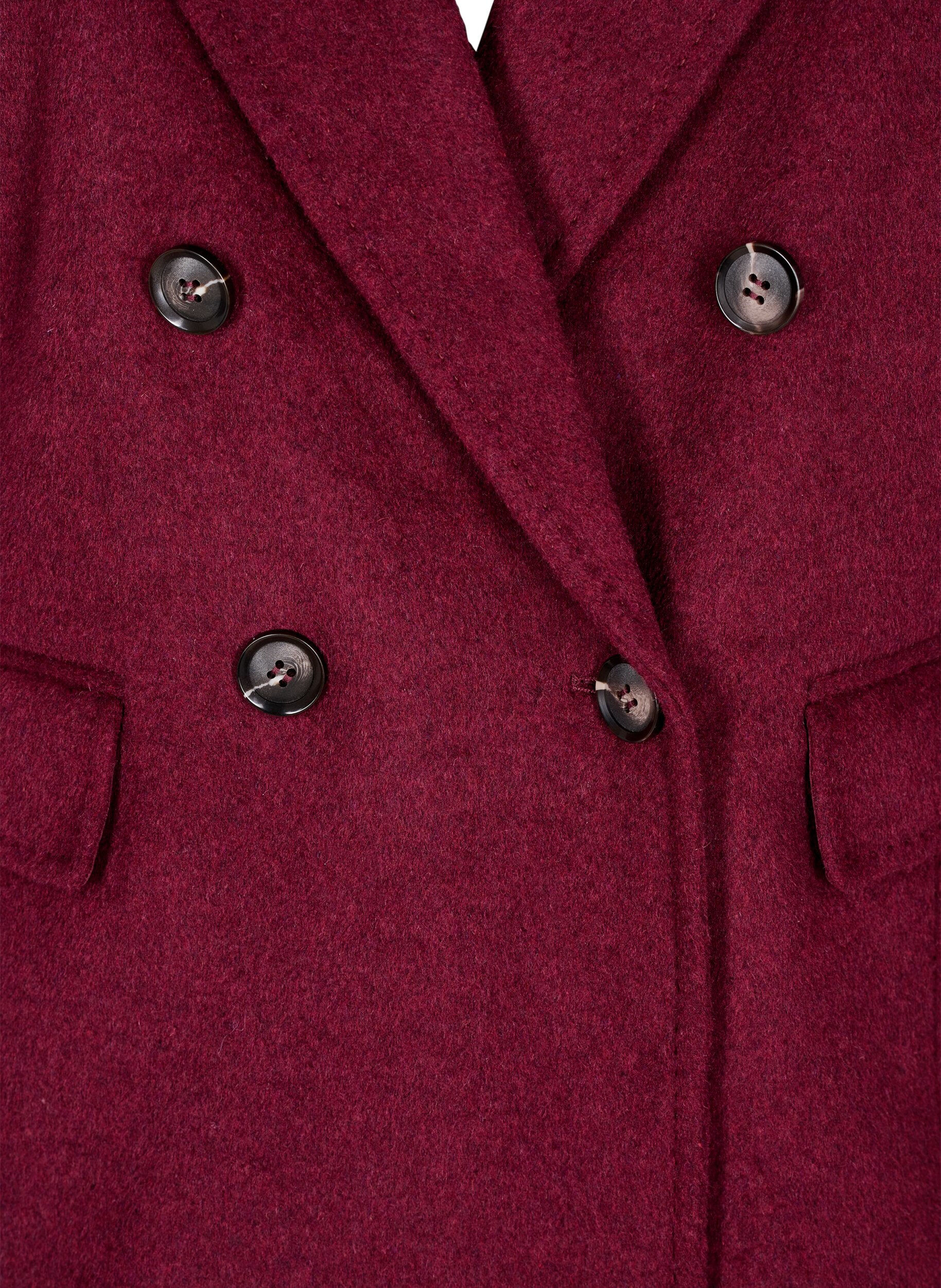 Zizzi Blazer mit zweireihiger Knopfleiste und klassischen Revers, Rot, Packshot image number 2