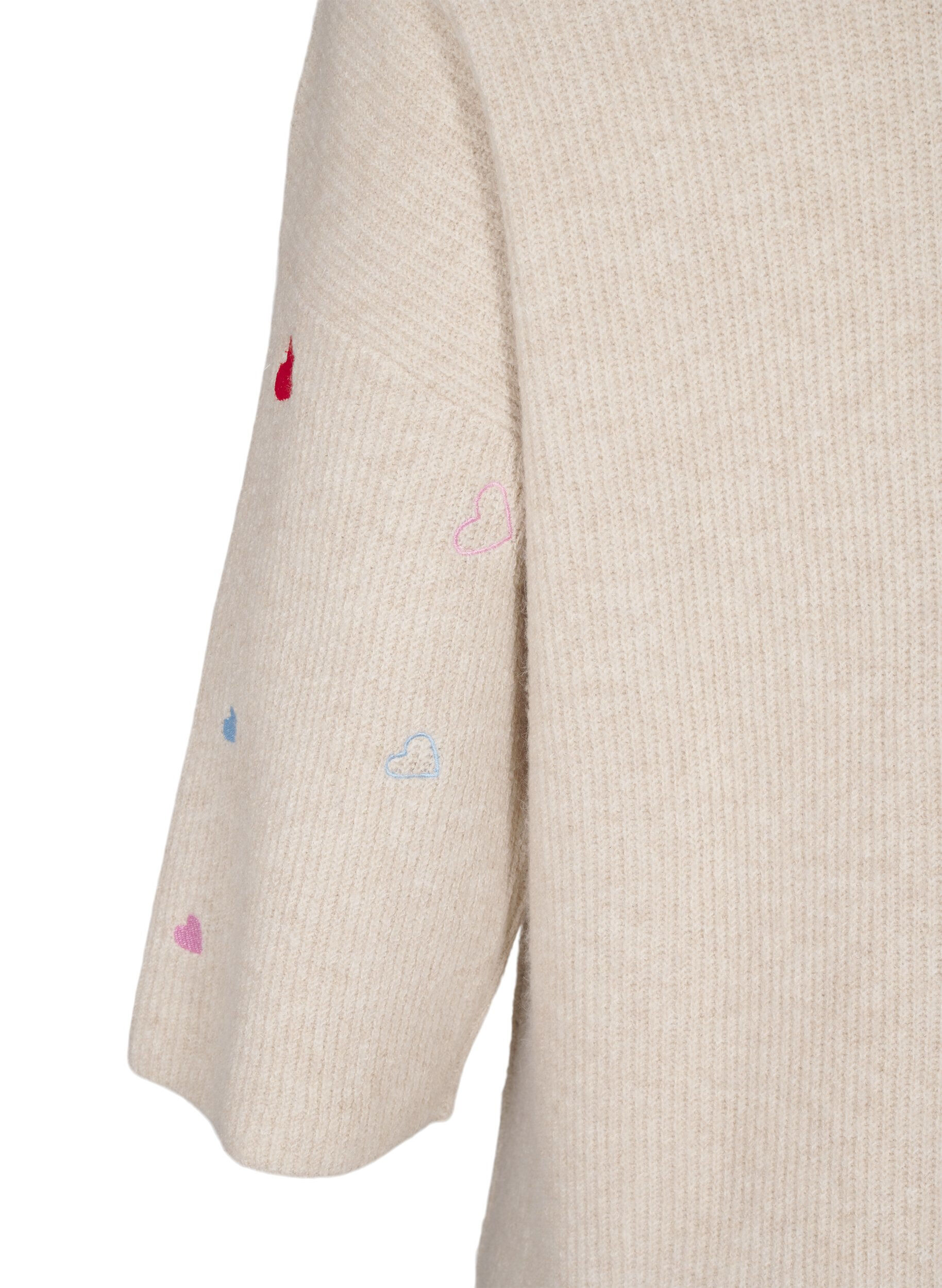 Zizzi Strickbluse mit Herzen und 3/4-&Auml;rmeln, Beige, Packshot image number 3