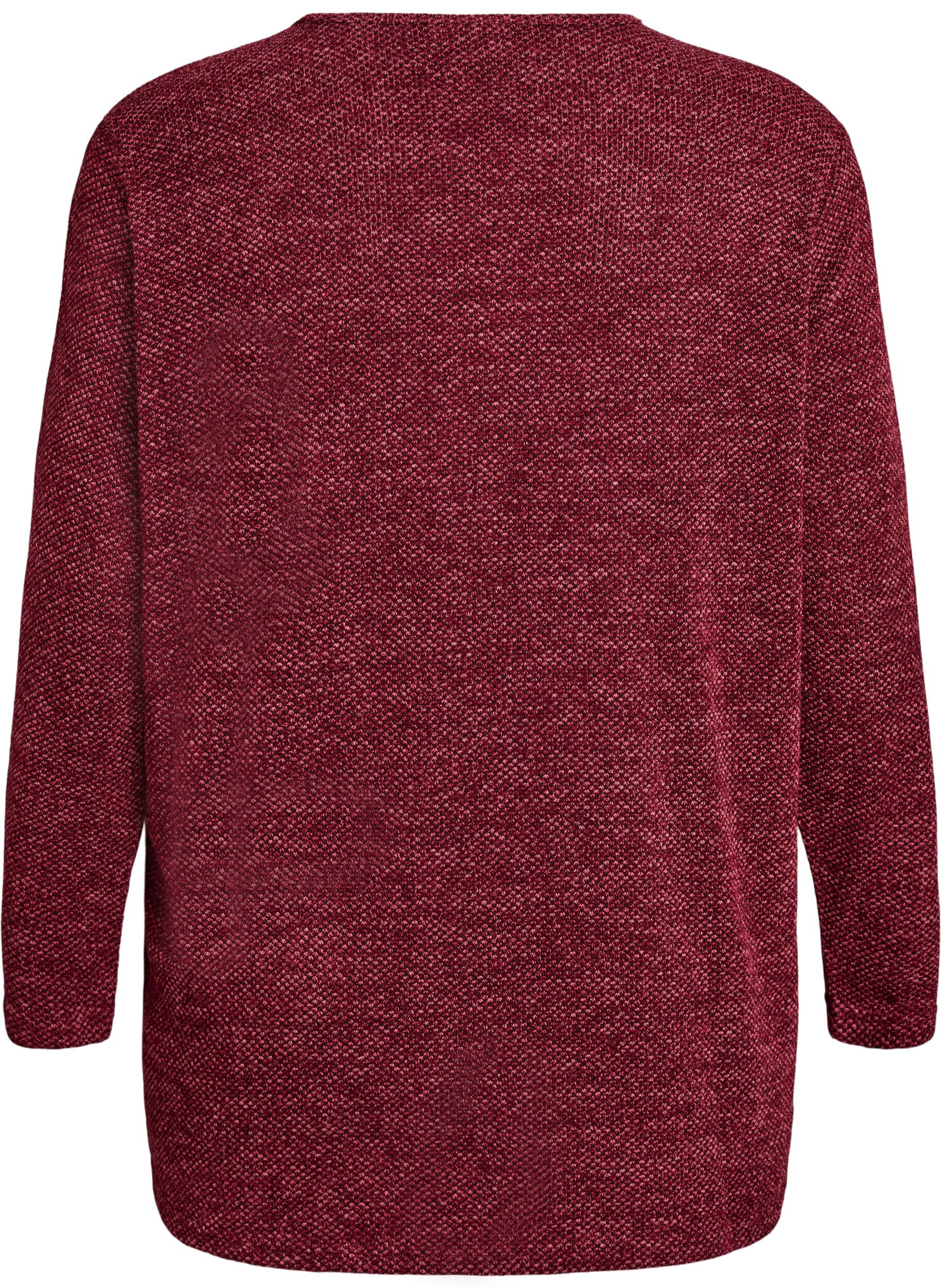 Zizzi Lang&auml;rmelige Bluse mit Struktur, Dunkles Bordeaux, Packshot image number 1