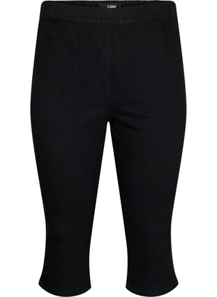 FLASH - Hoch taillierte Capri-Hose aus Denim mit Slim Fit, Black, Packshot image number 0