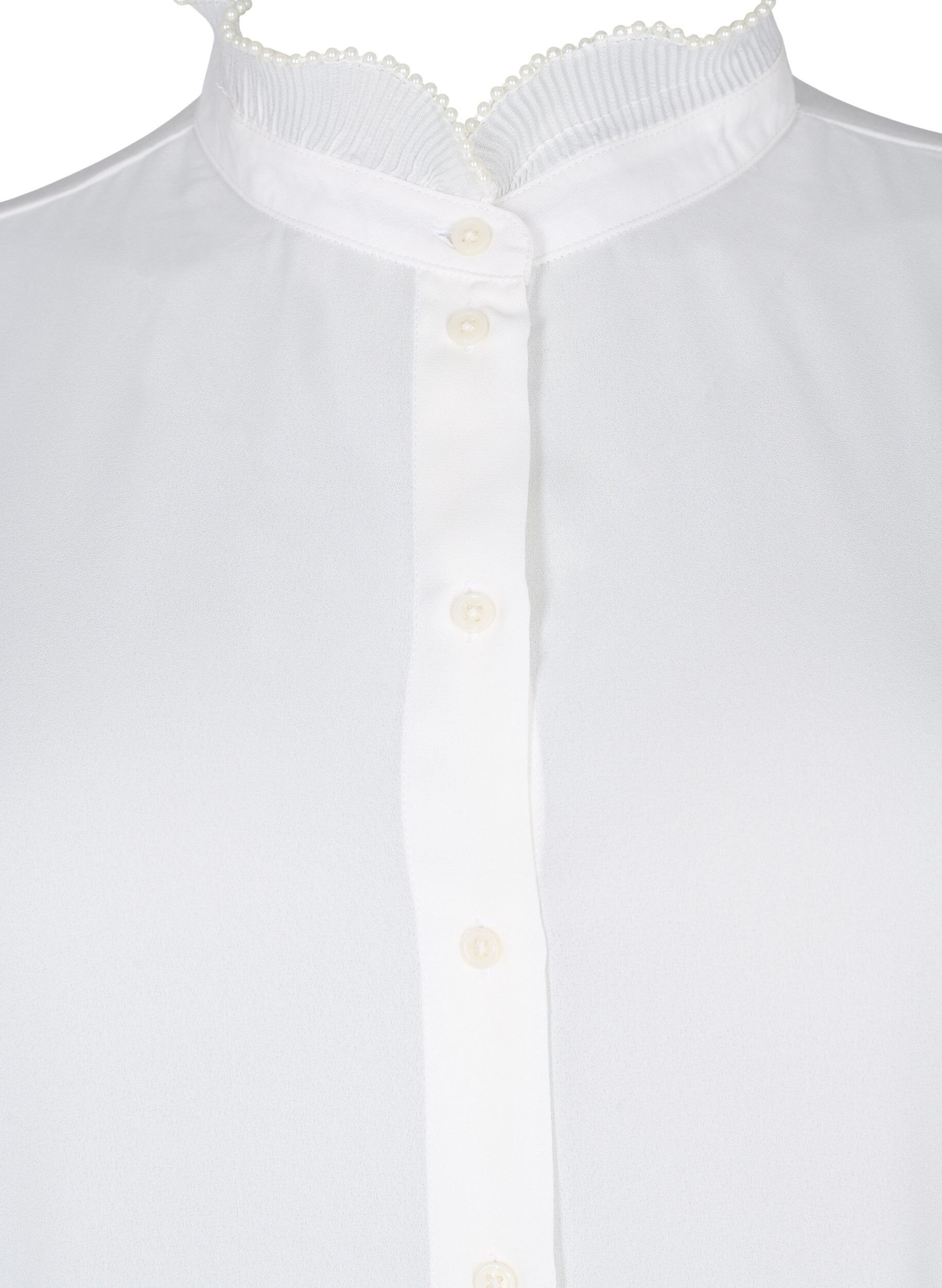 Zizzi  Hemdbluse mit R&uuml;schendetail, Bright White, Packshot image number 2