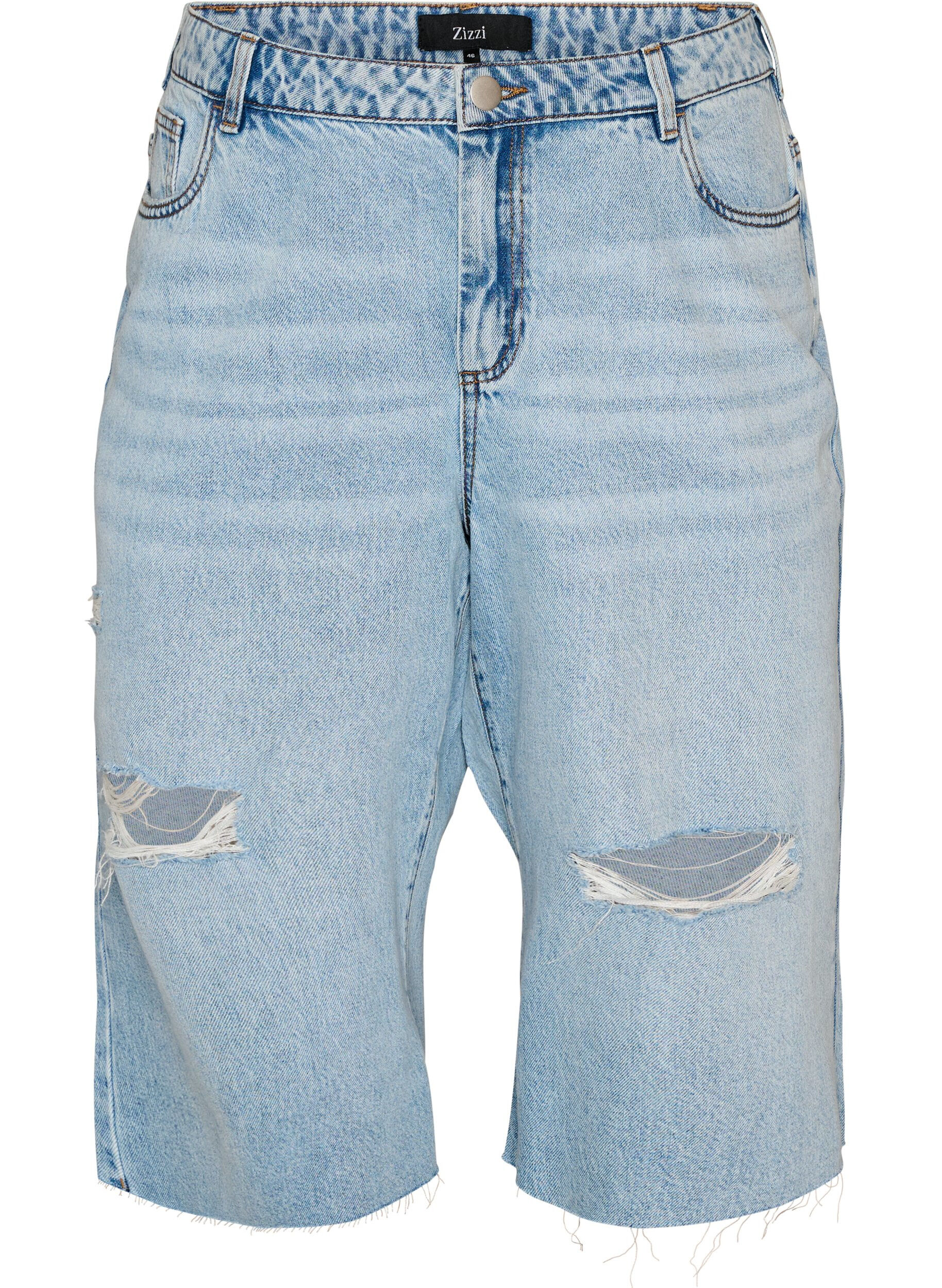 Cropped Jeans mit abgenutzter Optik und offenen Kanten