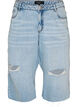 Cropped Jeans mit abgenutzter Optik und offenen Kanten, Blau, Packshot image number 0