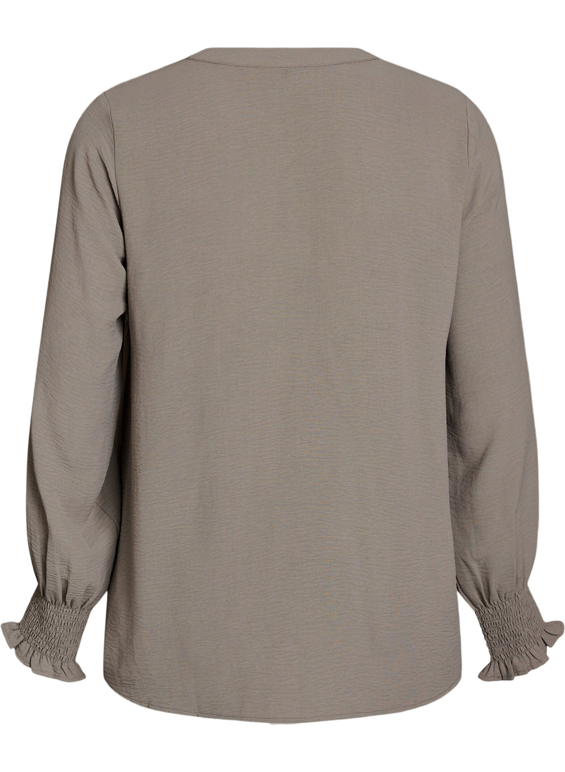 ZizziBluse mit Smockb&uuml;ndchen und V-Ausschnitt, Beige, Packshot image number 1