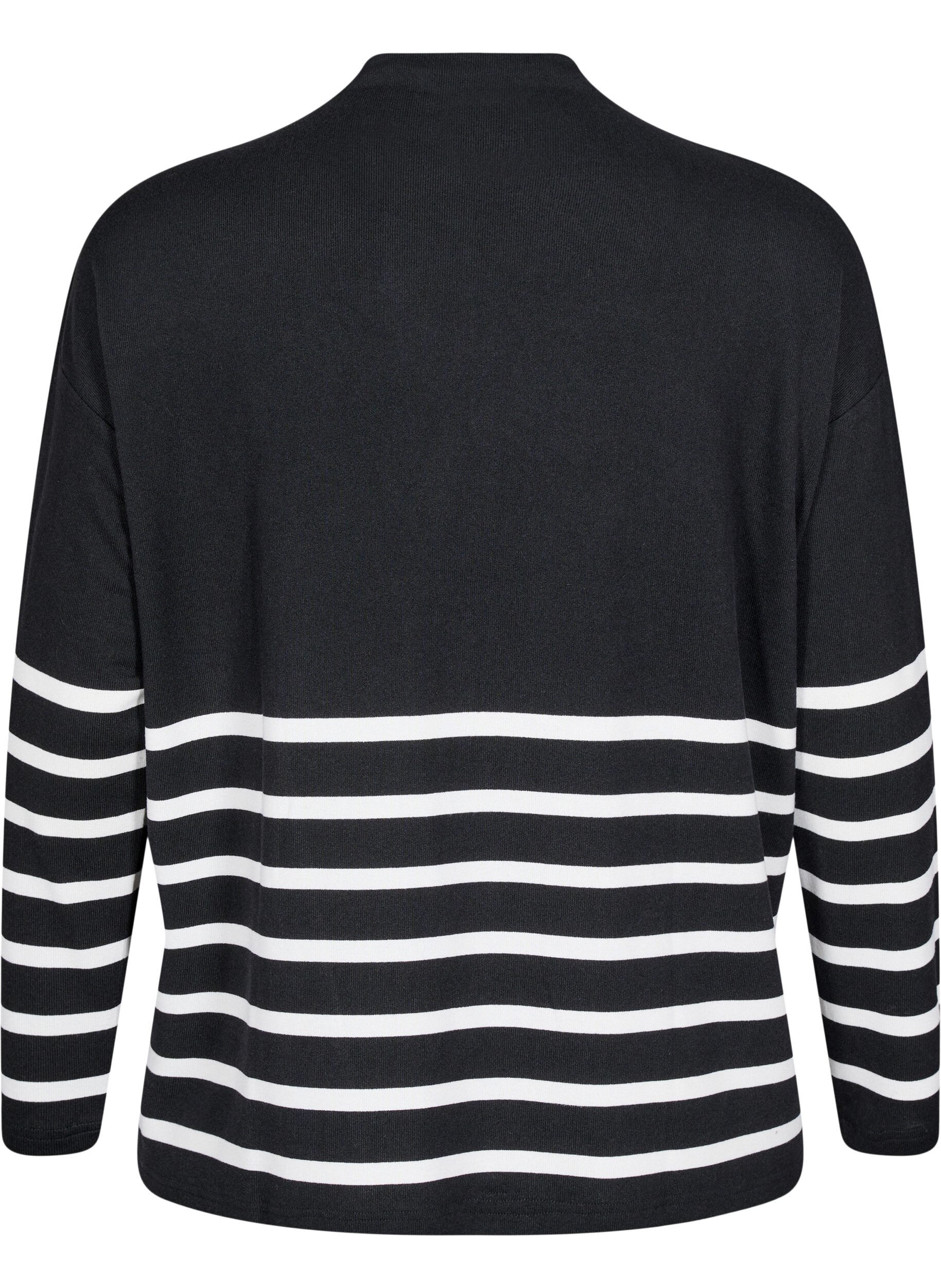 Zizzi Bluse mit Stehkragen und langen &Auml;rmeln, Schwarz, Packshot image number 1