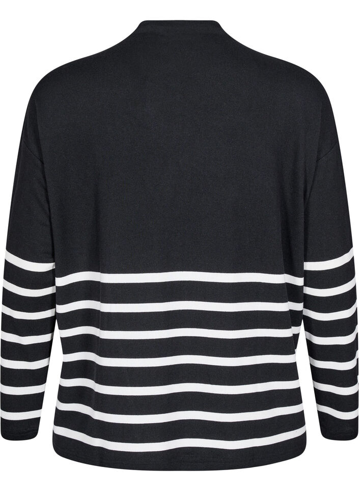 Bluse mit Stehkragen und langen Ärmeln, Schwarz, Packshot image number 1