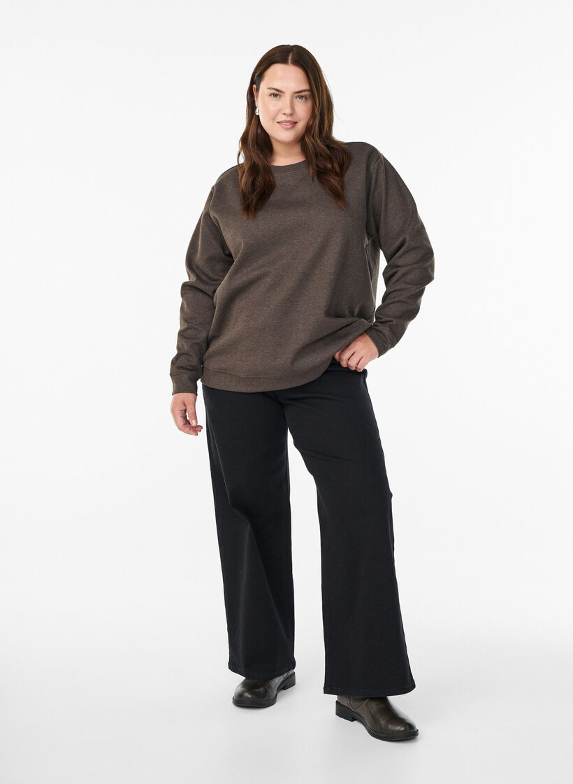 Sweatshirt mit Rundhalsausschnitt, Braun, Model image number 1