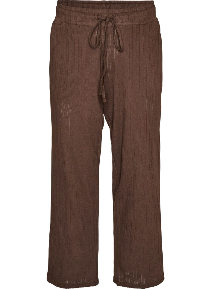 Pyjamahose aus Bio-Baumwolle mit Lochstickerei, Braun, Packshot image number 0