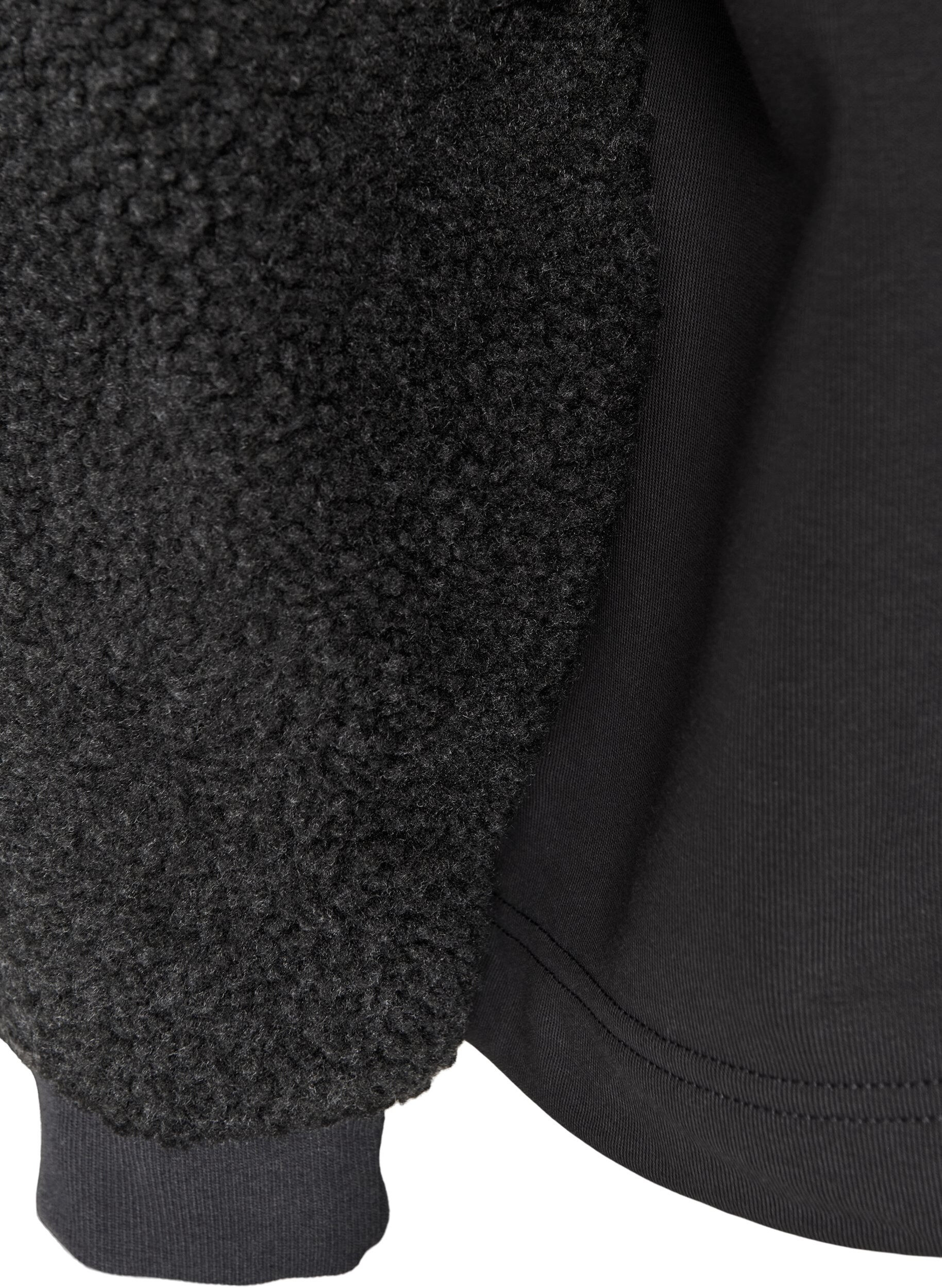 ZizziSweatshirt mit Teddy-&Auml;rmeln und hohem Kragen, Grau, Packshot image number 3