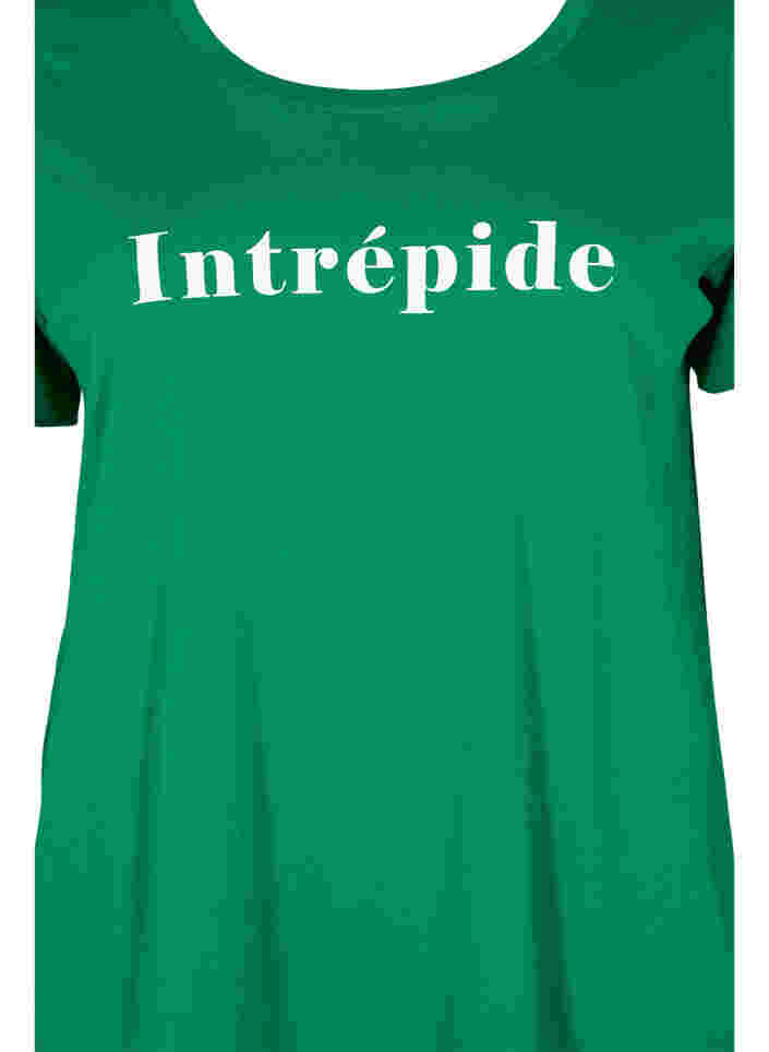 Kurzärmeliges Baumwoll-T-Shirt mit Textdruck, Jolly Green, Packshot image number 2
