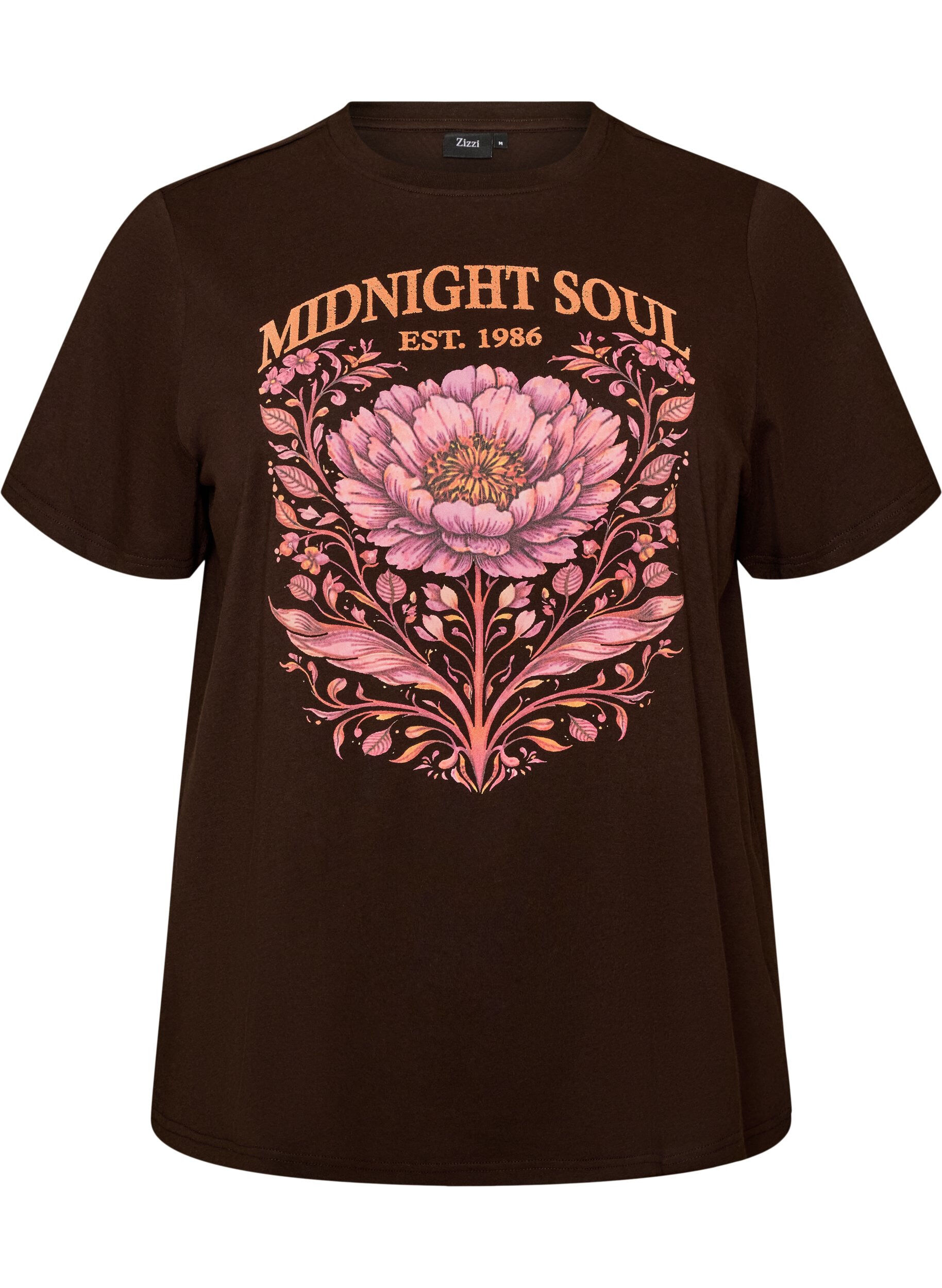 ZizziT-Shirt aus Bio-Baumwolle mit Frontprint, Braun, Packshot image number 0