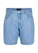 Denim-Shorts mit aufgestickten Blumen, Blau, Packshot image number 0