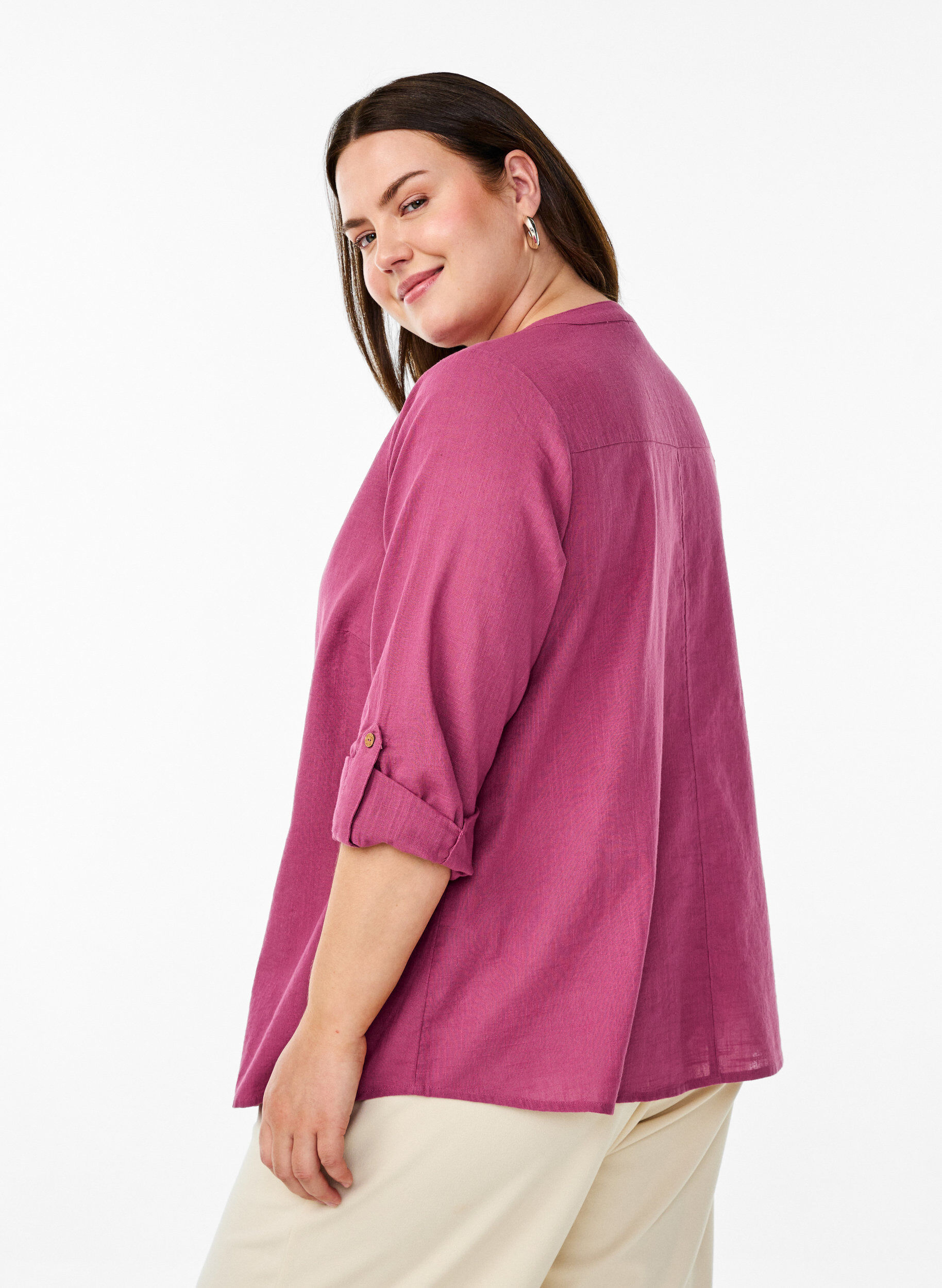 ZizziBaumwollbluse mit V-Ausschnitt, Rot, Model image number 2