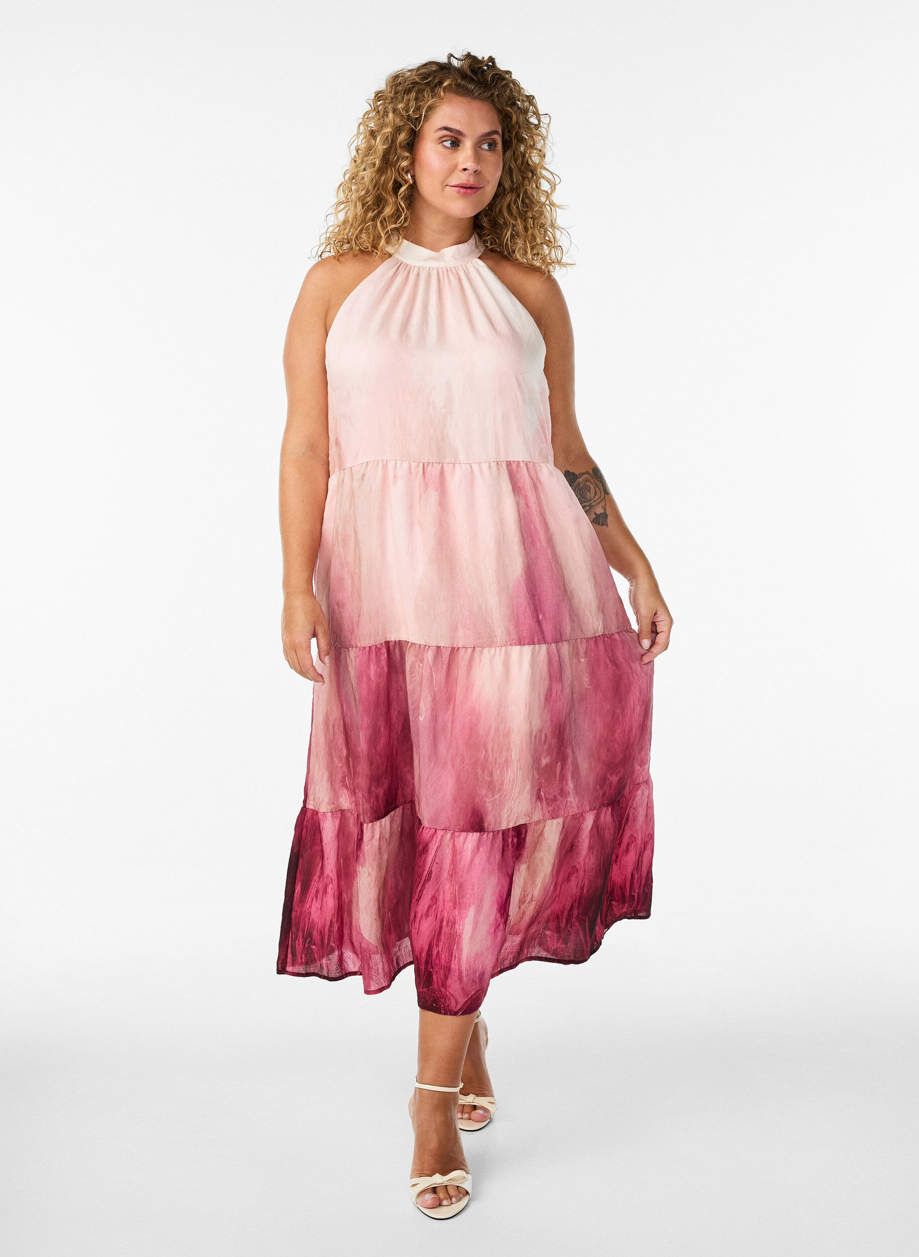 Midi-Neckholderkleid, Rot, Model