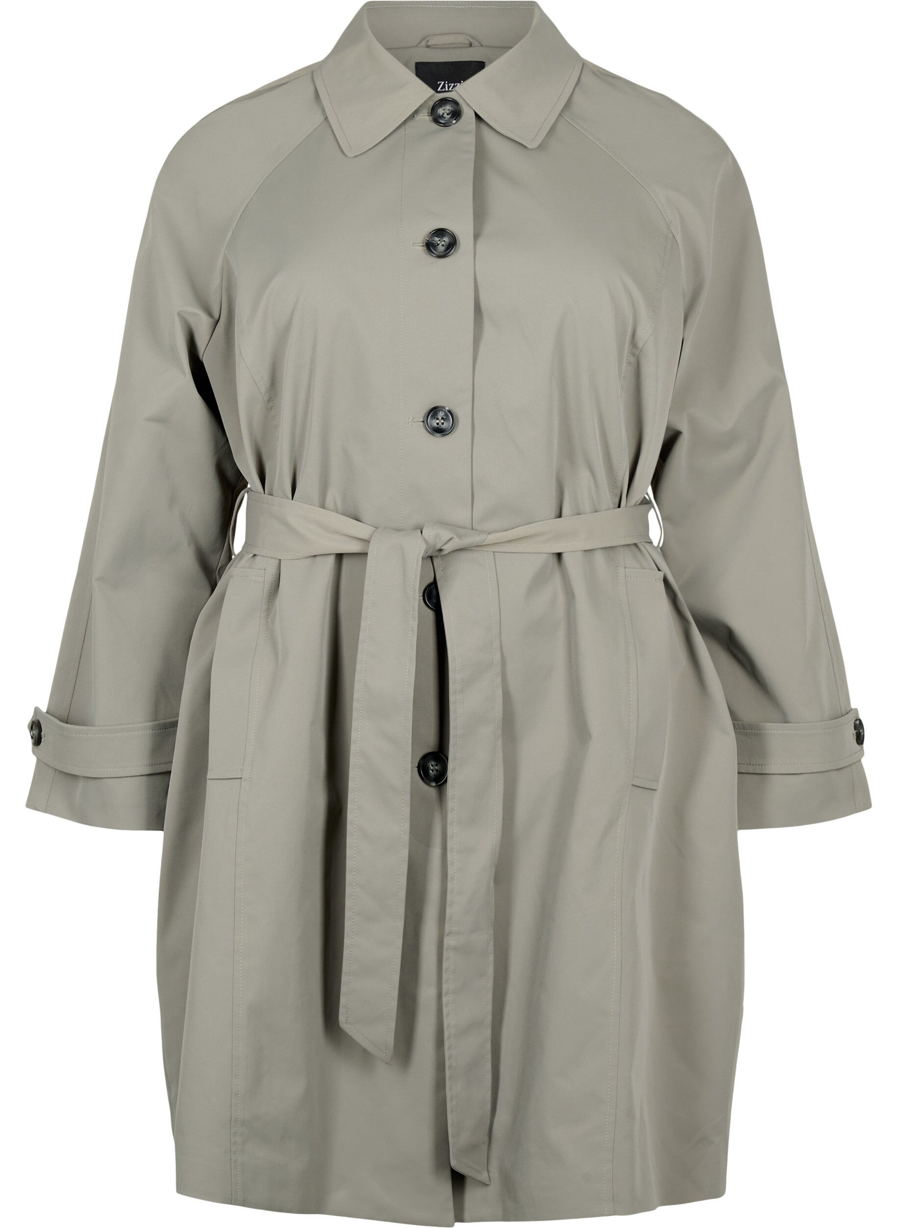 Zizzi Trenchcoat mit Taschen und G&uuml;rtel, Sea Spray, Packshot image number 0