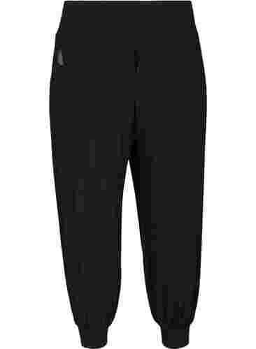 Lockere Sporthose aus Viskose mit Taschen, Black, Packshot image number 1
