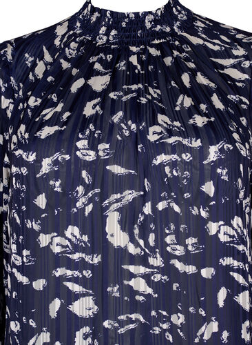 Gedruckte Bluse mit Schürze, Blue Leaf AOP, Packshot image number 2